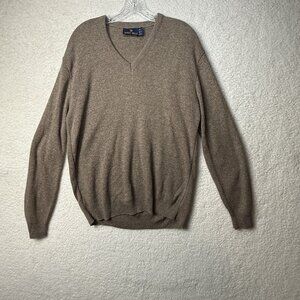 Vintage Robert Bruce V Neck Sweater Mens XL Made In USA Brown Flecked